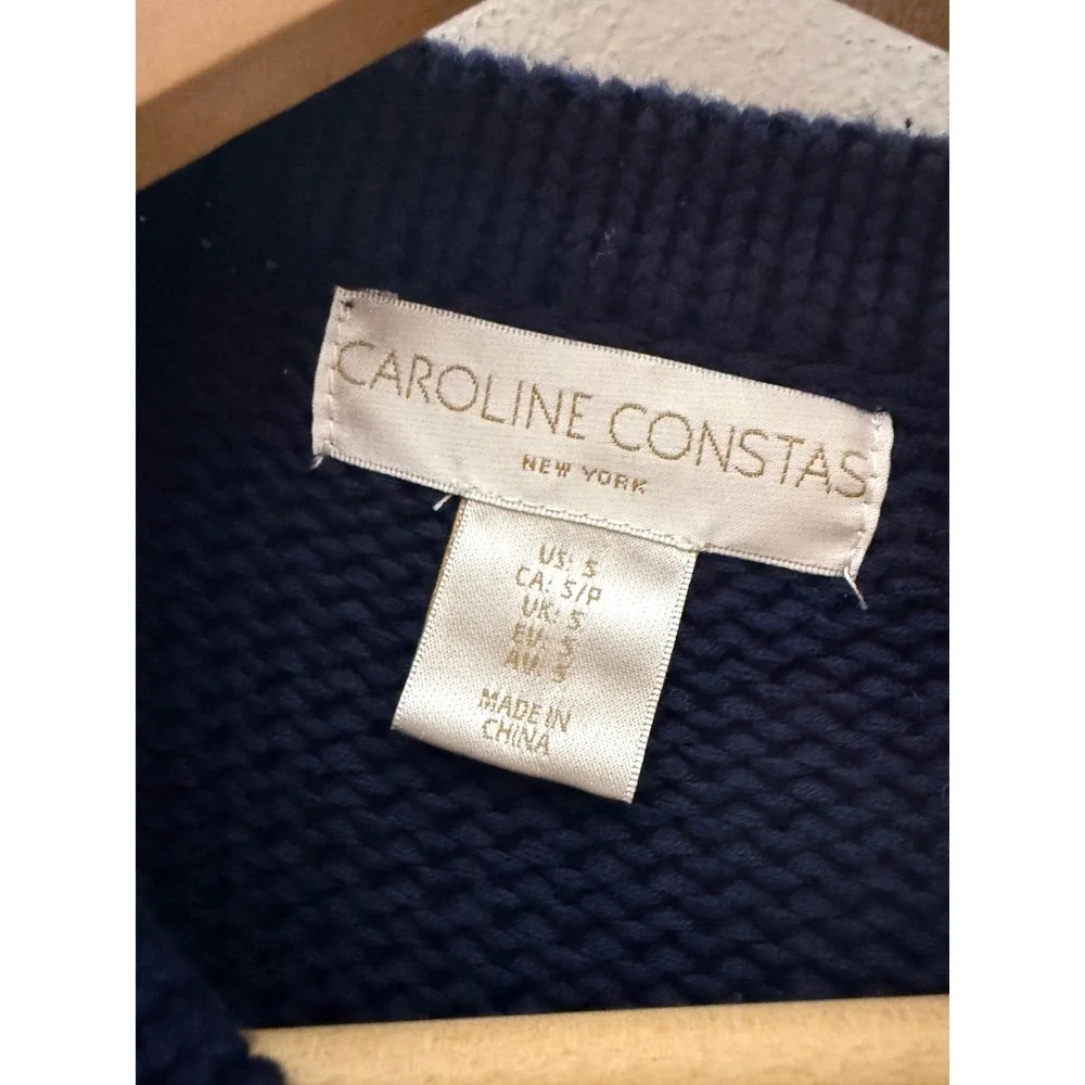 Caroline constas cropped navy cotton cardigan cream buttons small